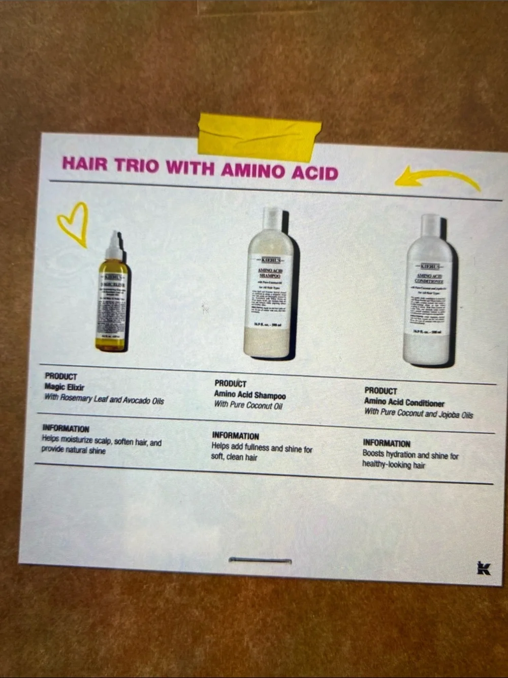 Kiehl's Amino Acid Hair Trio 3 Trio with Amino Acid Box Gift Set - NIB - New